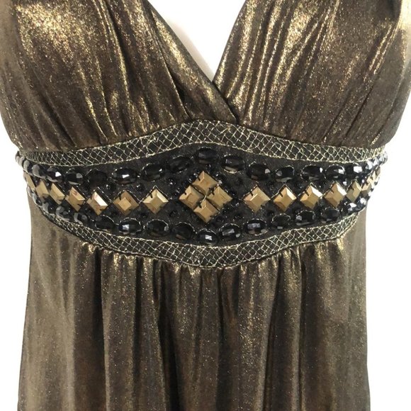 Studio Y Bronze Metallic Mini Dress Size Large - Picture 3 of 13